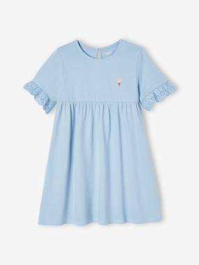 Short Sleeve Dress in Broderie Anglaise, for Girls  - vertbaudet enfant