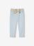 Paperbag Cropped Trousers with Floral Belt for Girls sky blue - vertbaudet enfant 