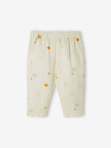 Pack of 2 Cotton Gauze Trousers for Babies aqua green - vertbaudet enfant 
