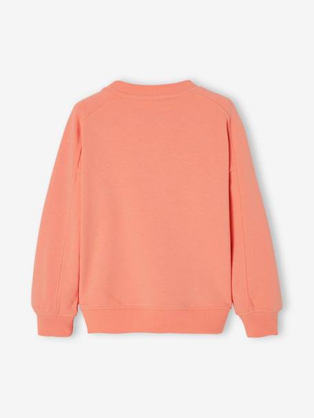 Romantic Sweatshirt with Fancy Letters, for Girls coral+sandy beige - vertbaudet enfant 