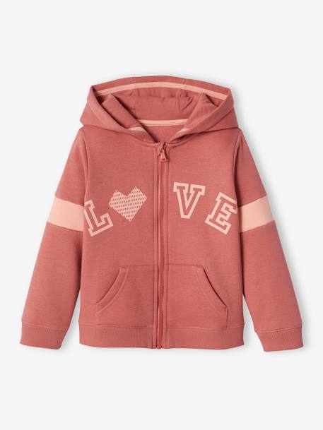 Sweat zippé à capuche sport 'Love'  fille marine+prune+rose dragée+terracotta - vertbaudet enfant 