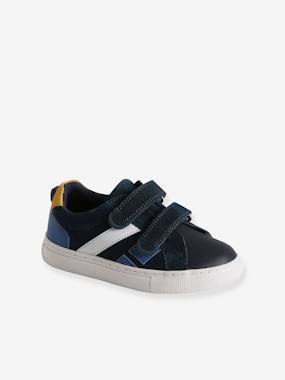 Leather Trainers with Hook-and-Loop Fasteners for Boys, Designed for Autonomy  - vertbaudet enfant