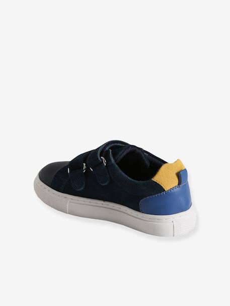 Baskets enfant cuir scratchs bleu jean+lot bleu+lot vert+marine - vertbaudet enfant 