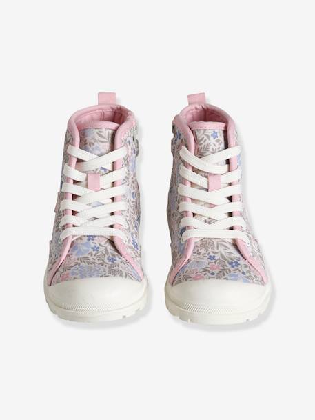 High Top Trainers with Zip & Laces for Children ecru+rose - vertbaudet enfant 