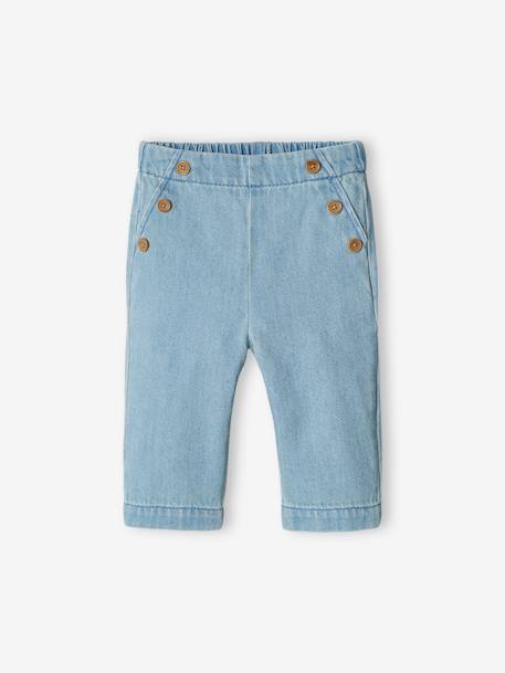Wide, Flap-Front Denim Trousers, for Babies double stone - vertbaudet enfant 