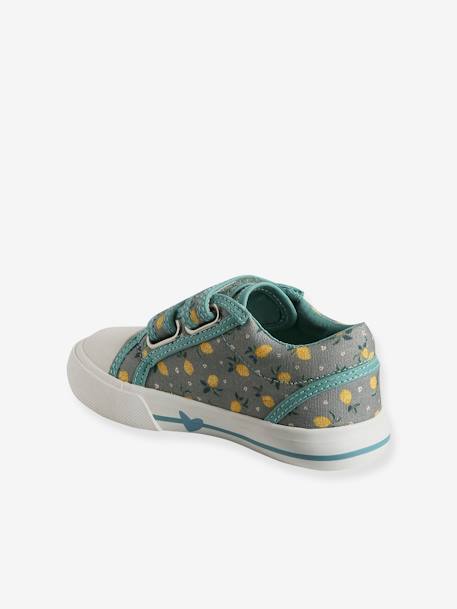 Touch-Fastening Trainers for Girls, Designed for Autonomy denim blue+pale blue+printed pink+YELLOW MEDIUM ALL OVER PRINTED - vertbaudet enfant 