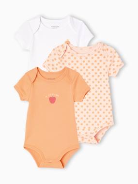 Baby-Bodysuits-Pack of 3 Short Sleeve Bodysuits, Cutaway Shoulders, For Babies