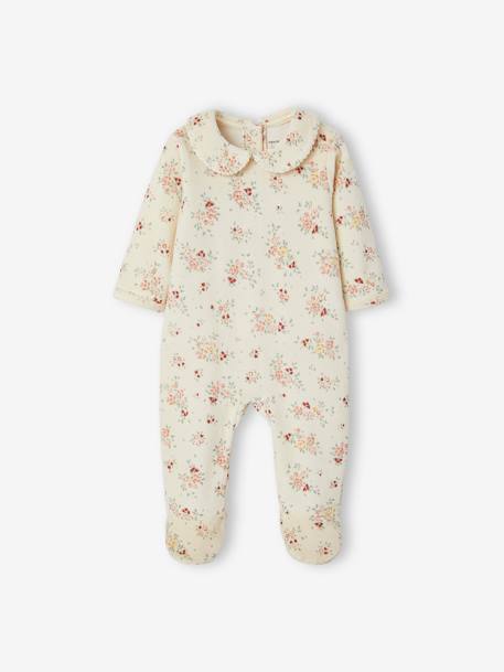Velour Sleepsuit for Baby Girls ecru - vertbaudet enfant 