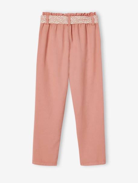 Paperbag Trousers with Printed Scarf Belt for Girls blush - vertbaudet enfant 