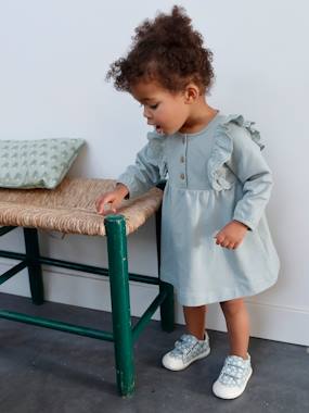 Fleece Dress, Broderie Anglaise Ruffle, for Babies  - vertbaudet enfant