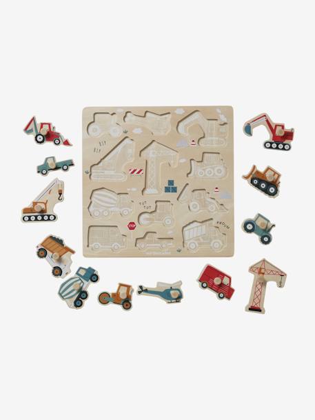 Construction Site Peg Puzzle in FSC® Wood yellow - vertbaudet enfant 