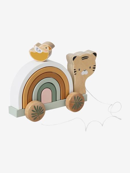Stackable Pull-Along Tiger in FSC® 100% Wood green - vertbaudet enfant 
