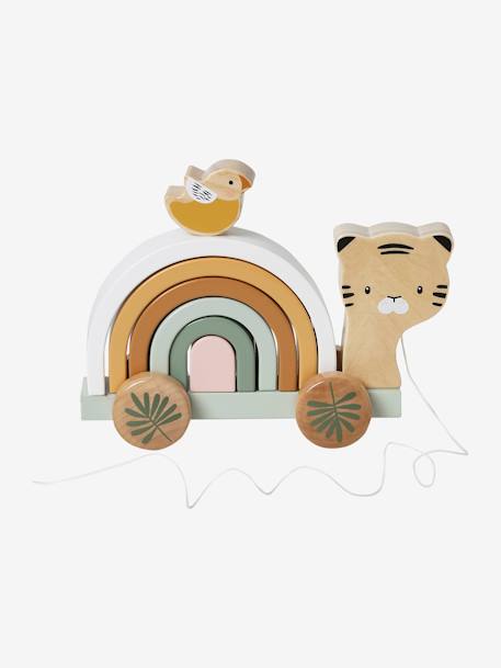 Stackable Pull-Along Tiger in FSC® 100% Wood green - vertbaudet enfant 