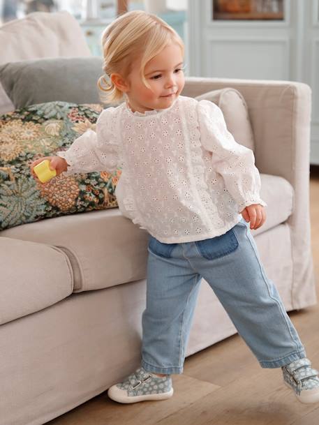 Blouse in Broderie Anglaise for Babies white - vertbaudet enfant 