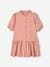 Cotton Gauze Dress with Buttons, 3/4 Sleeves, for Girls blush+mustard - vertbaudet enfant 