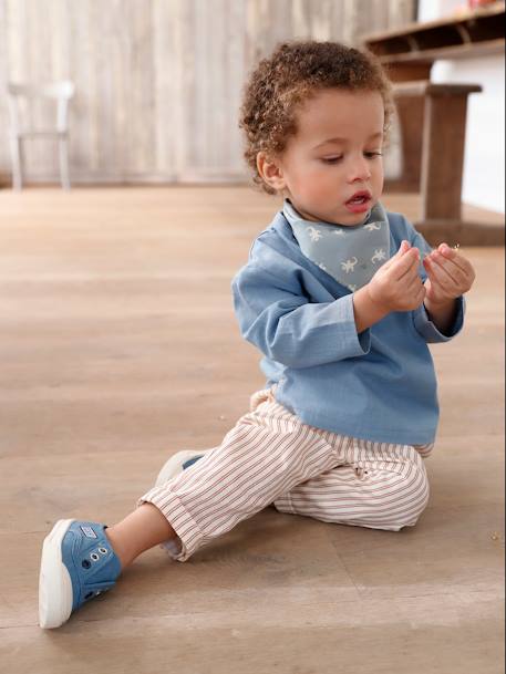3-Piece Combo: Shirt + Trousers + Scarf for Babies sky blue - vertbaudet enfant 