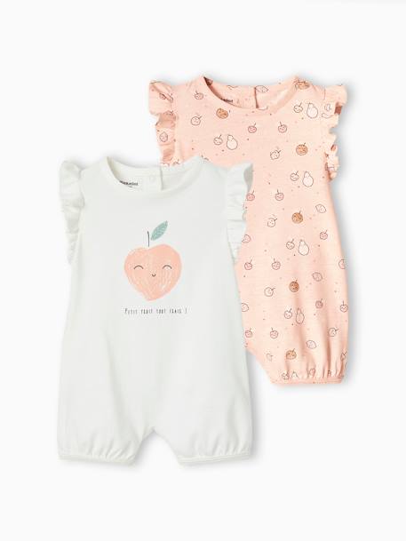 Set of 2 Fruity Jumpsuits for Babies pale pink - vertbaudet enfant 