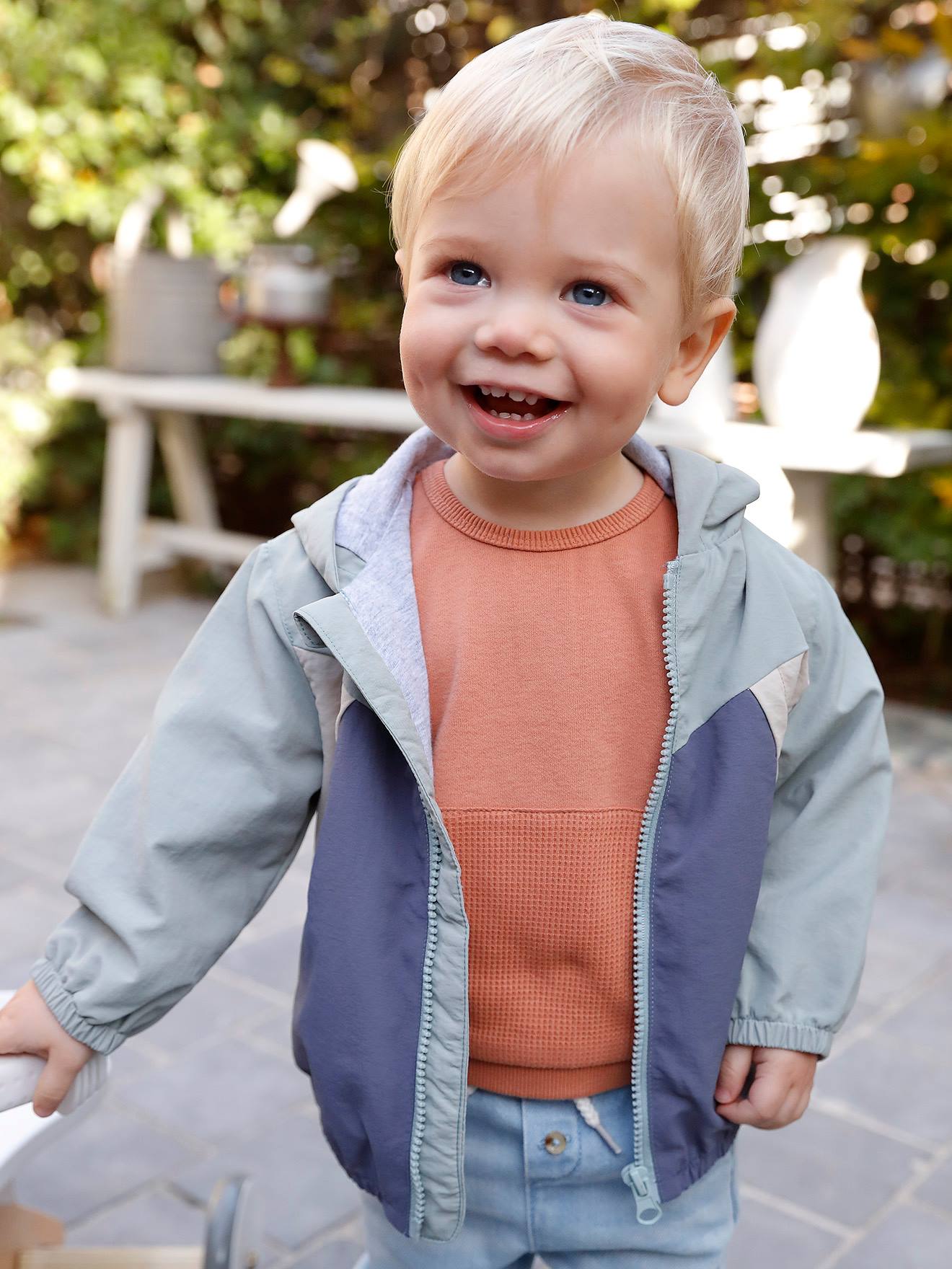 Windcheater Jacket for Baby Boys, by CYRILLUS - aqua green, Baby