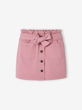 Girls-Cardigans, Jumpers & Sweatshirts-Straight Paperbag Skirt for Girls