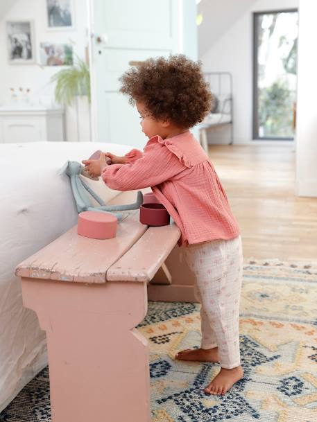Blouse bébé gaze de coton à volants écru+vert amande+vieux rose - vertbaudet enfant 