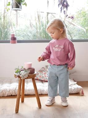 Baby-Wide, Flap-Front Denim Trousers, for Babies