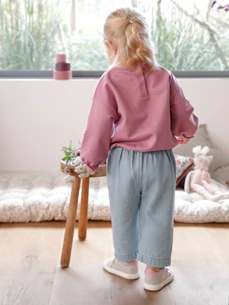Wide, Flap-Front Denim Trousers, for Babies double stone - vertbaudet enfant 