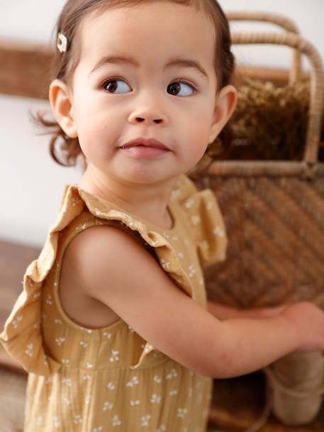 Combinaison bébé en gaze de coton jaune pâle - vertbaudet enfant 