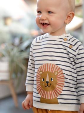 -Striped Fleece Sweatshirt for Babies