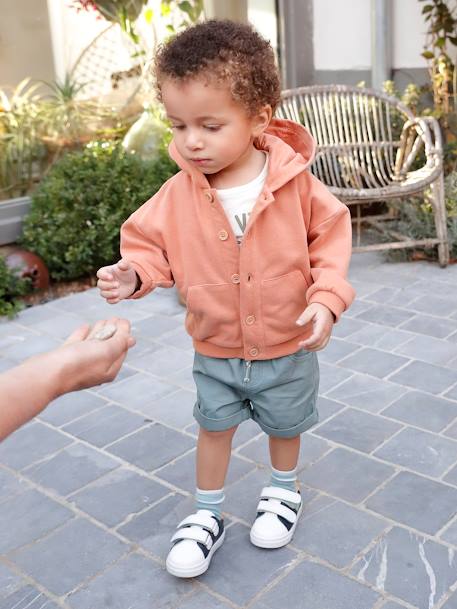 Short bébé garçon en toile taille élastiquée cappuccino+terracotta+vert de gris - vertbaudet enfant 