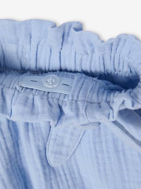 Short en gaze de coton style 'paperbag' fille bleu pâle+corail+rose blush+vanille+vert amande - vertbaudet enfant 