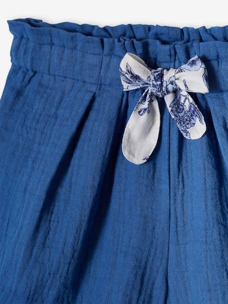 Short cérémonie en gaze de coton finitions écailles fille bleu+bleu imprimé+rose nude - vertbaudet enfant 
