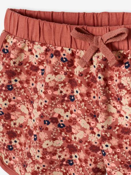 Sports Shorts with Floral Print, for Girls BLUE MEDIUM ALL OVER PRINTED+terracotta - vertbaudet enfant 