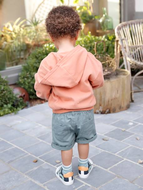 Short bébé garçon en toile taille élastiquée cappuccino+terracotta+vert de gris - vertbaudet enfant 