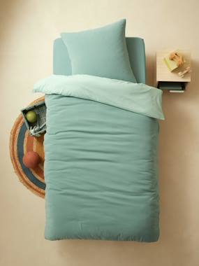 Two-Tone Duvet Cover + Pillowcase Set in Cotton Gauze for Children  - vertbaudet enfant