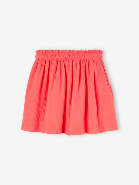 Coloured Skirt in Cotton Gauze, for Girls coral+grey blue+pale yellow+pistachio+rose - vertbaudet enfant 