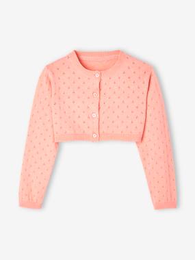 -Cropped Openwork Cardigan for Girls