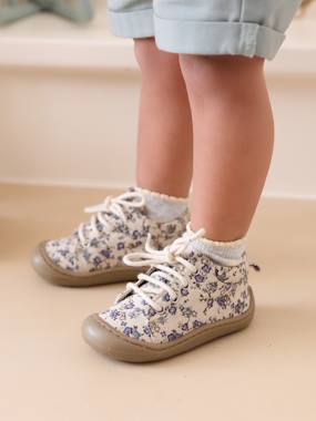 Chaussures-Chaussures bébé 17-26-Premiers pas 17-23-Bottillons lacés souples en toile bébé 4 pattes