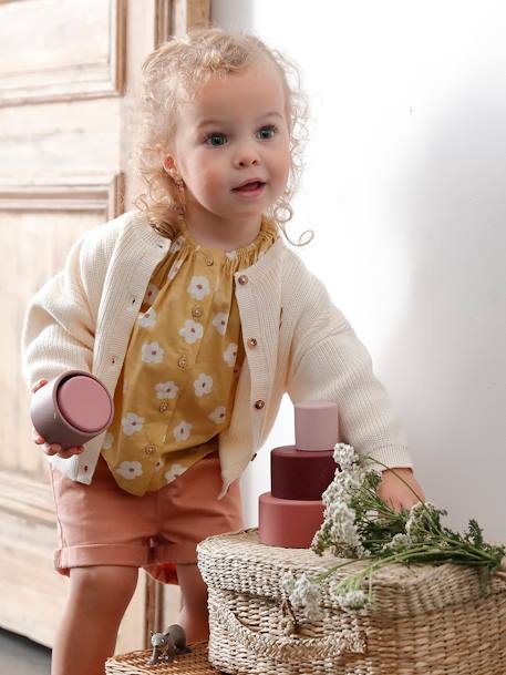 Gilet bébé en côtes anglaises motif irisé écru - vertbaudet enfant 