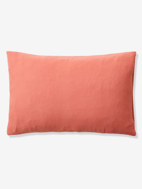 Parure housse de couette enfant et taie d'oreiller en gaze de coton bleu+rose+vert émeraude - vertbaudet enfant 
