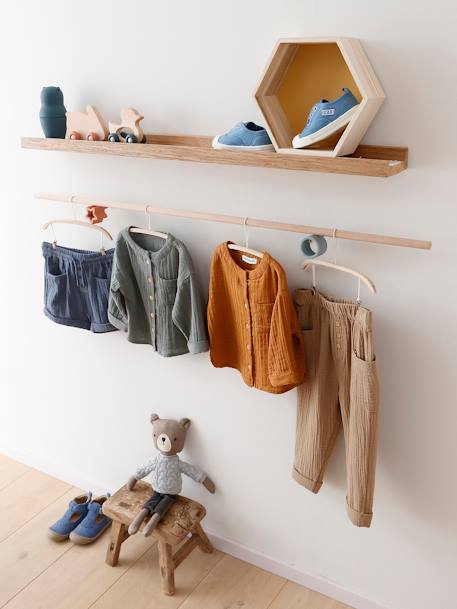 Chemise bébé col mao en gaze de coton personnalisable bleu électrique+écru+vert foncé - vertbaudet enfant 