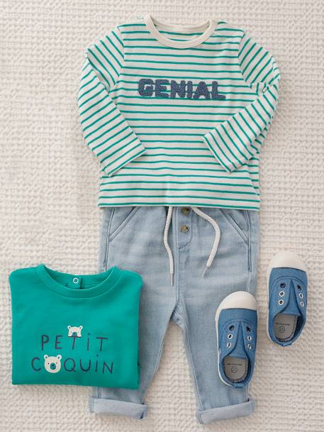 Basic Fleece Sweatshirt for Babies green+marl grey - vertbaudet enfant 