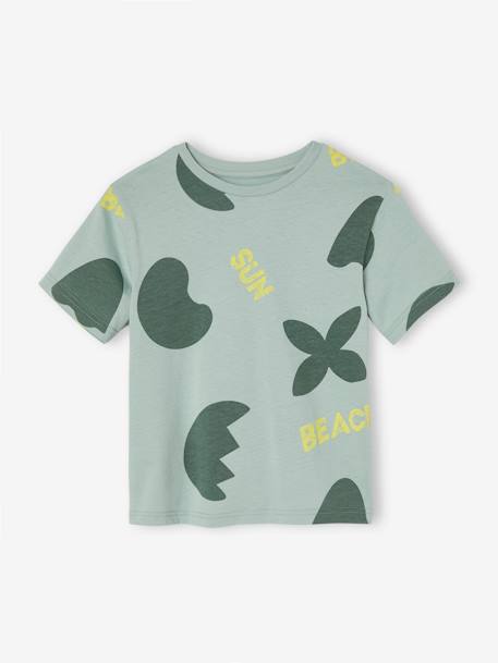 T-Shirts with Maxi Exotic Motifs for Boys sage green - vertbaudet enfant 
