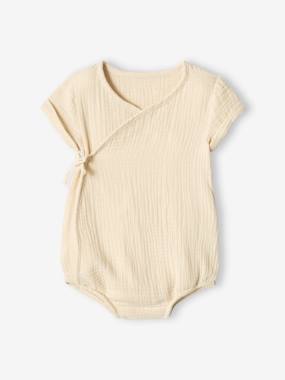 -Cotton Gauze Bodysuit for Newborn Babies