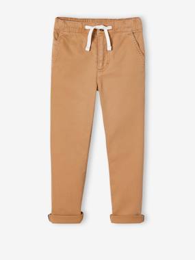 -Chino Trousers, Easy to Slip On, for Boys