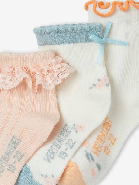 Lot de 3 paires de chaussettes fantaisie bébé fille rose pâle - vertbaudet enfant 