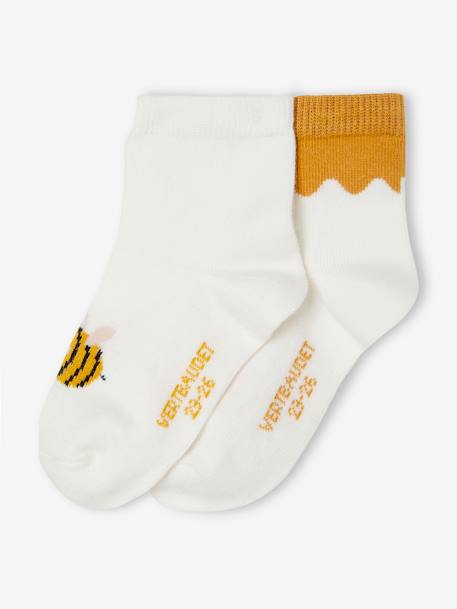 Pack of 2 Pairs of 'Bee' Socks for Babies ecru - vertbaudet enfant 