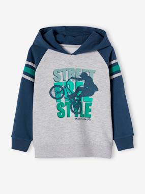 Hooded Sweatshirt, Graphic Motif, Raglan Sleeves, for Boys  - vertbaudet enfant