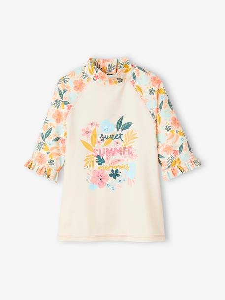 Anti-UV T-Shirt + Briefs Swimsuit Set for Girls pale pink - vertbaudet enfant 