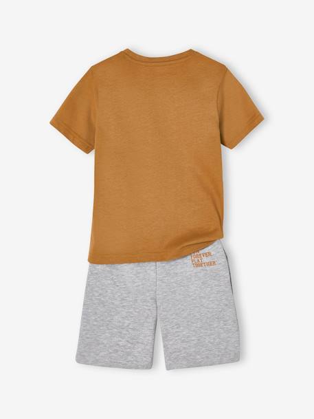 Ensemble sport garçon t-shirt + bermuda en molleton noix de pécan - vertbaudet enfant 