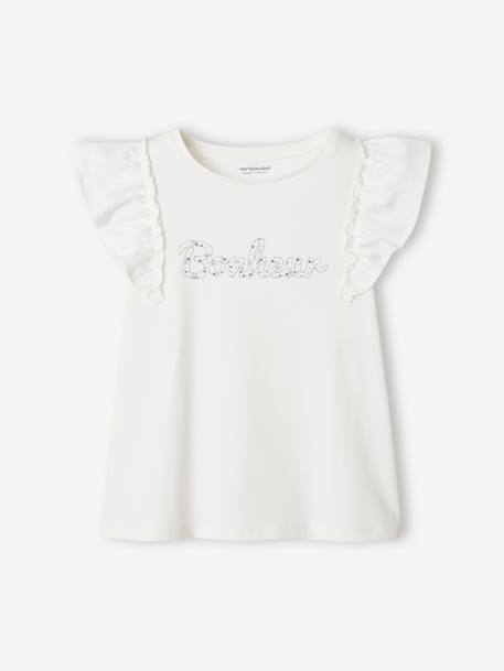 Ruffled T-Shirt for Girls ecru - vertbaudet enfant 